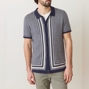 Marine Layer Knit Button Down Shirt Size M Blue Preppy Cotton Modal Blend